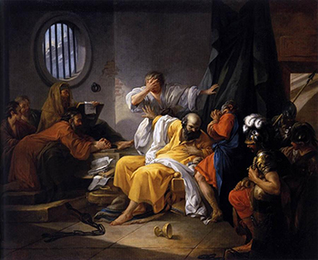The Death of Socrates, oil on canvas by Jacques Philippe Joseph de Saint Quentin, 1762.