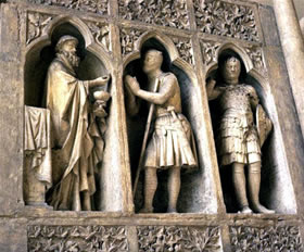 Abraham and Melchizedek, Reims Cathedral, c. 1250.