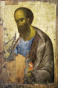 Apostle Paul by Andrei Rublev, 1410–1420.
