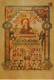 Temptation of Christ, Book of Kells illuminated MSS, c. 800.
