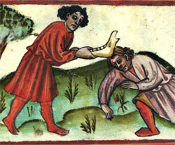 Cain murders Abel, 15th century