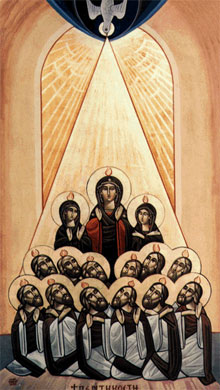 Modern Coptic icon of Pentecost