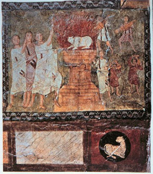 Elijah on Mt. Carmel, Dura Europos synagogue, c. 245 CE.