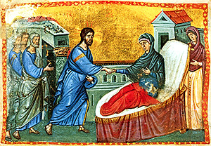 Epiphany icon: Jesus heals Peter's mother-in-law