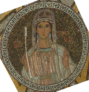 Esther, mosaic from The Dormition Church on Mount Zion in Jerusalem