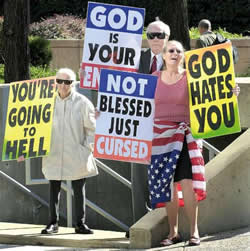 Fred Phelps with protesters.