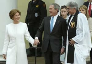 George Bush leaves church.
