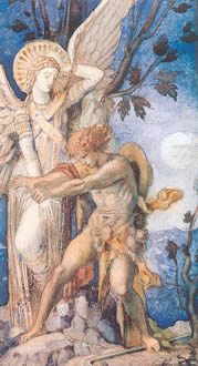 Jacob and the angel by Gustav Moreau.