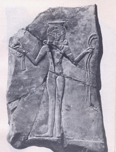 Egyptian Goddess Hathor (Canaanite Ashtoreth), stone plaque, c. 1250 BCE, British Museum.