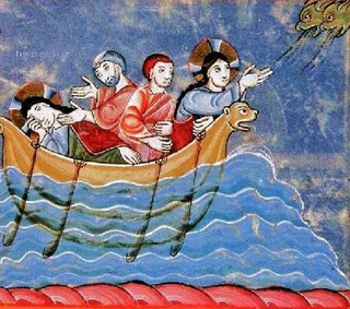Jesus Calming the Storm — Irish Illuminated Manuscript, 11th Century