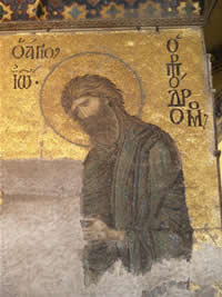 Mosaic of John the Baptist in Hagia Sophia.