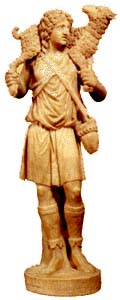 Third century marble statue of the Good Shepherd, from the Catacomb of Domitilla, now in Museo Pio Cristino, Vatican.