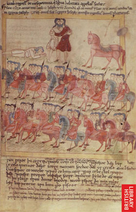 Meeting of Jacob and Esau, 11th century Old English Bible by Aelfric.
