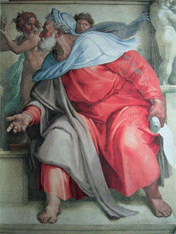 Ezekiel the Prophet, by Michaelangelo, the Sistine Chapel.