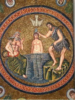 Mosaic, baptistry in Ravenna, c. 500's.