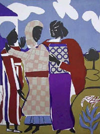Three Women (Easter Sunday) by Romare Bearden (1912-1988).