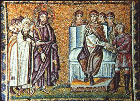 Mosaic of Christ before Pilate, Basilica of Saint Apollinare Nuovo, 6th century.