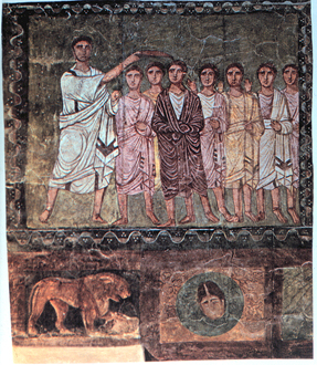 Samuel Anoints David, Dura Europas, Syria 3rd century CE.