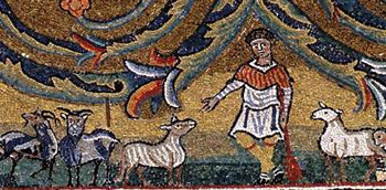 Sheep and Goats, Italian Mosaic, 1130's, the Apse, San Clemente, Rome.
