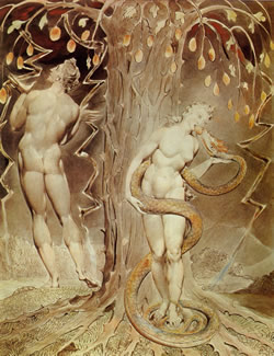 William Blake, “Temptation of Eve” (1808).