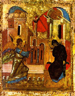 The Annunciation, Russian Icon — 4th century.