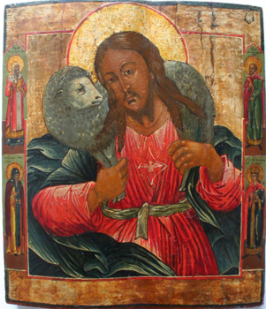 Good Shepherd, Russian icon.