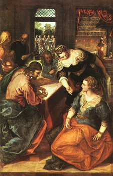 Jesus at the home of Martha and Mary by Tintoretto (16th century).