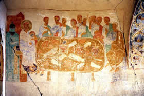 The Last Supper, 11th century Udabno monastery near Tblisi, Georgia.