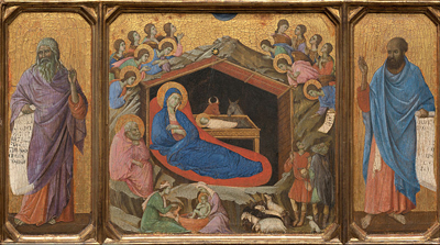 800px Duccio di Buoninsegna The Nativity with the Prophets Isaiah and Ezekiel Google Art Project.