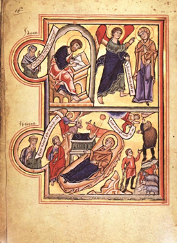 Amos preaching, 13th-century Prayerbook of Elizabeth of York.