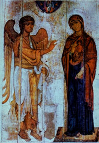 The Annunciation, 12th century Russian icon.