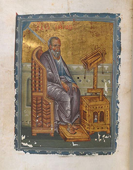Apostle John from Greek minuscle 482, c. 1285.