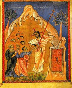 Armenian illuminated manuscript in the Malatia Gospel, Doubting Thomas, by Toros Roslin, 1268 AD.