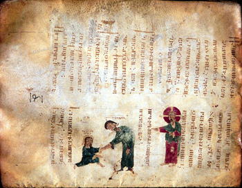 Armenian illuminated mss of Jesus healing Bartimaeus, c. 11th century.