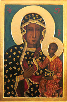 Our Lady of Częstochowa, the "Black Madonna," a venerated icon of the Blessed Virgin Mary housed at the Jasna Góra Monastery in Częstochowa, Poland..
