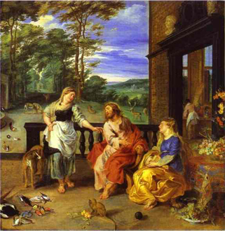 Christ in the House of Martha and Mary by Breughel and Rubens (1628).