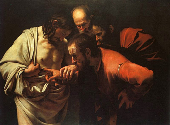 Caravaggio painting, "The Incredulity of Saint Thomas."