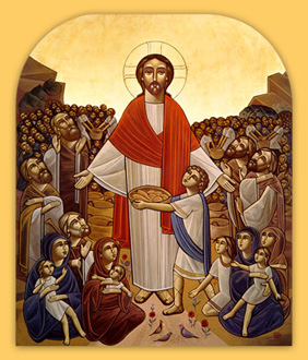 Christ feeding the multitude.