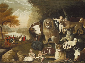 Edward Hicks (1780–1849). The Peaceable Kingdom, 1833–34. Oil on Canvas. Brooklyn Museum.