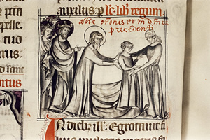Elijah and the widow of Zarephath (Paris, 14th century).
