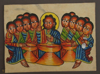 Ethiopian Folk Art Painting, parchment.