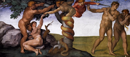 Michelangelo, “Fall and Expulsion of Adam Eve” (1510).