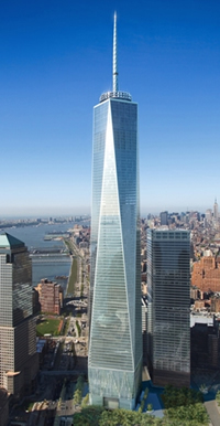 Computer rendering of the new Freedom Tower at the WTC site.