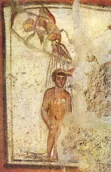 Fresco from the Roman catacombs, third century.