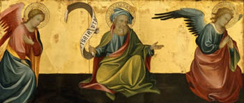 Isaiah with Two Angels, Gherardo di Jacopo Starnina, about 1410, tempera on panel.