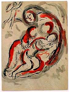 Hagar in the desert by Marc Chagall.