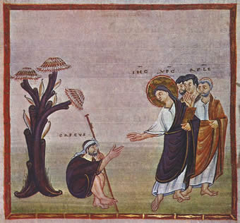 Healing the blind man of Jericho, Germany, c. 980-993.