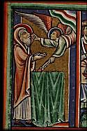An angel purifies Isaiah's lips (12th century).