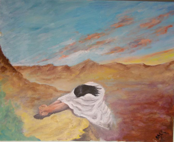 Jesus in the Desert, painting.