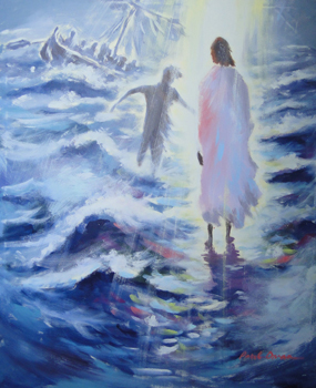Jesus Peter Walking On Water mural.